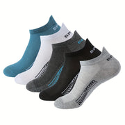 Men's Summer Ankle Socks 5 Pairs Breathable Anti-Odor Mesh Sweat-Absorbing
