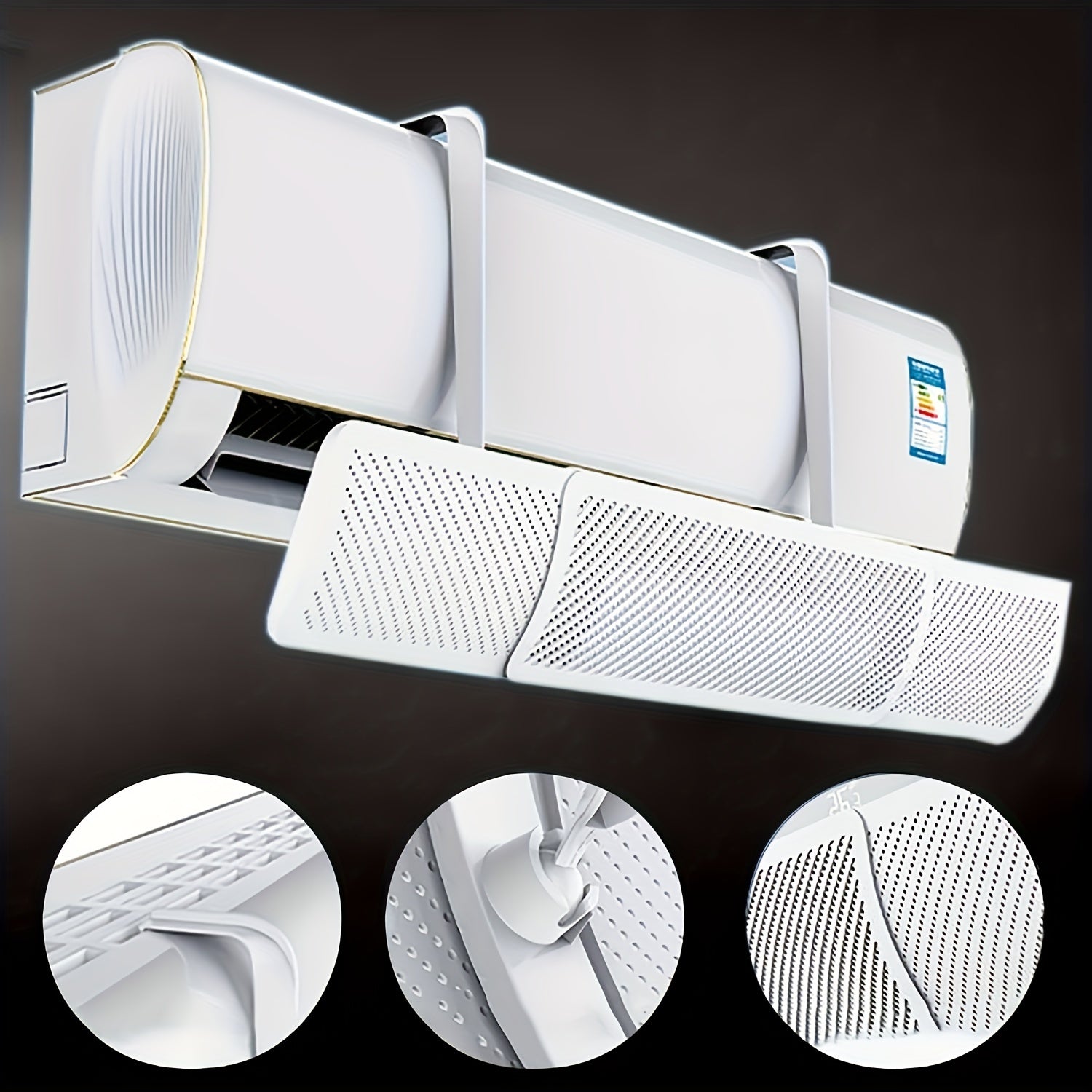 Portable Air Conditioner Deflector Wall Mount Universal Wind Screen Cover Adjustable Temperature Control