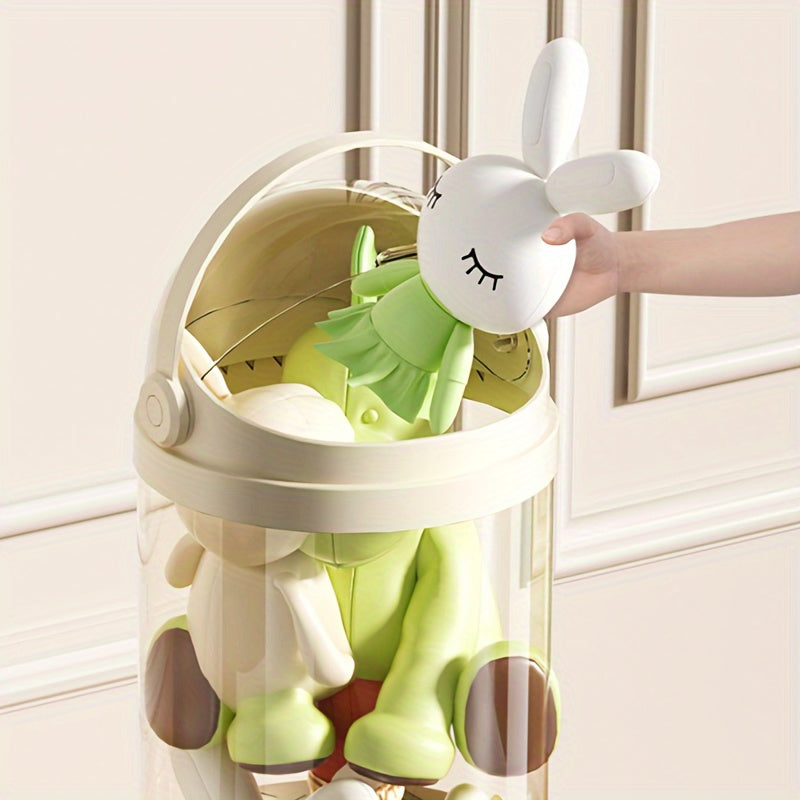 Caja de almacenamiento apilable para juguetes de felpa, impermeable, rosa, blanco, verde, con tapa abatible para decoración del hogar