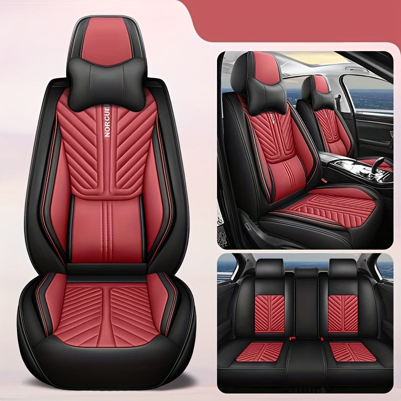 Universal PU Leather Car Seat Cover Set for All Vehicles Full Coverage