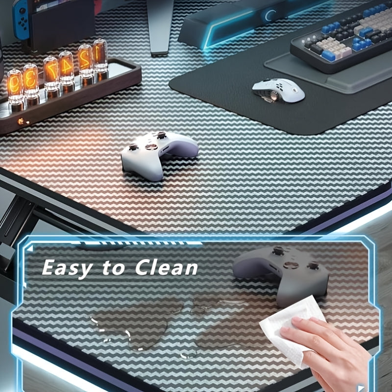 Modern Foldable Metal Desk with Fiber Texture Design for Home and Office Use