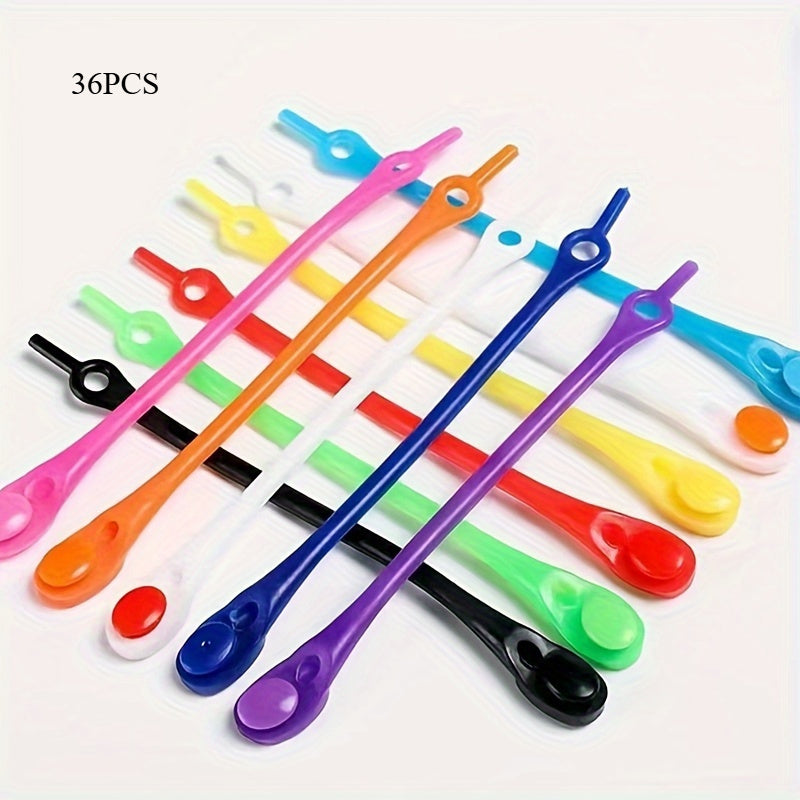 36pcs Colorful Elastic Silicone No Tie Shoelaces for Sneakers and Running Shoes