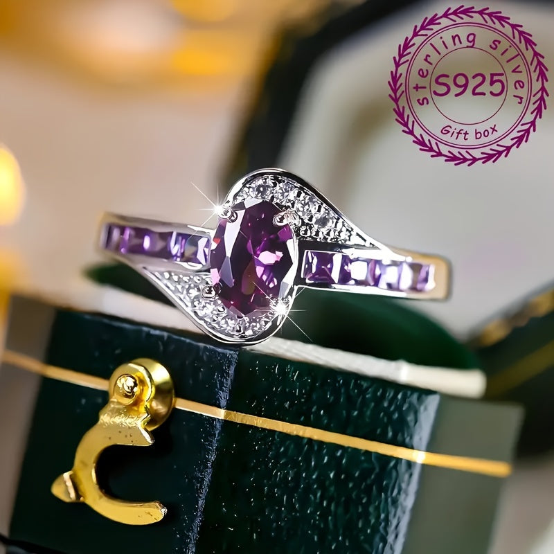 Anillo de plata de ley con zirconia cúbica para bodas y celebraciones