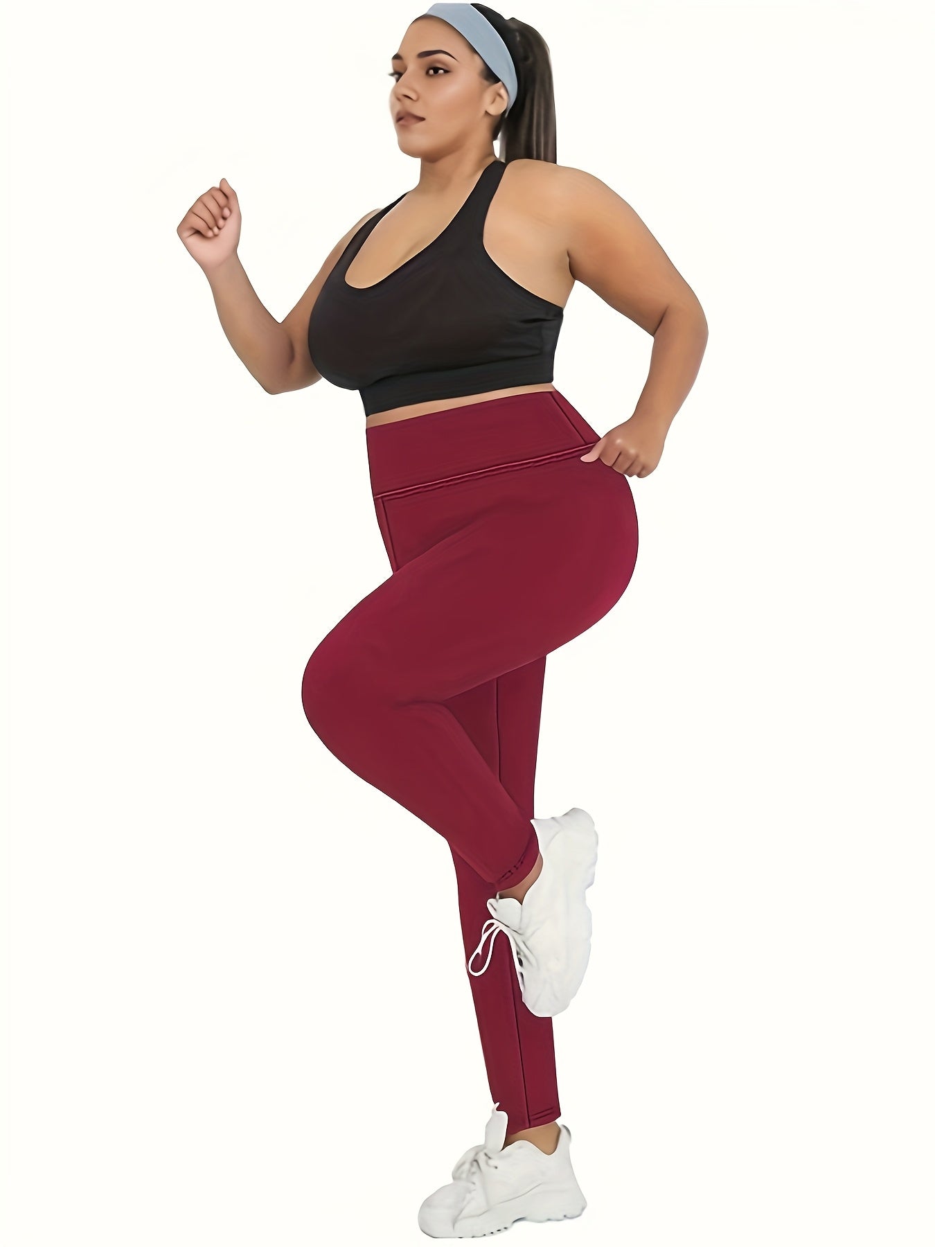 Leggings de control de cintura alta para levantar glúteos para mujer gris talla plus para entrenamiento