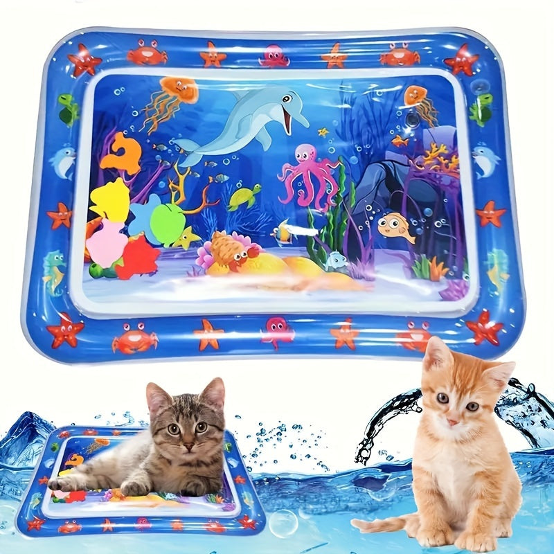 Cat Play Mat with Water Sensor Dolphin Theme Cooling Comfort Animal Print PVC