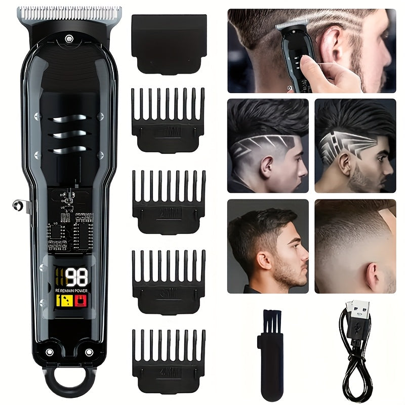 Wireless Electric Hair Clipper with LCD Display Rechargeable USB for Home Travel Salon