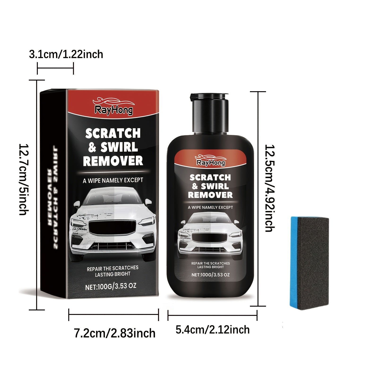 Car Scratch Repair Cream for Auto Body, Long-Lasting Shine, Safe for Metal