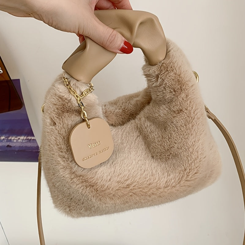 Zipperli, yuqori tutqichli zamonaviy sun'iy mo'yna pochtasi - barcha yoshlar va tadbirlar uchun mos - kuz va qish uchun engil clutch.