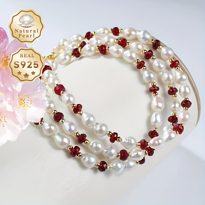 Women's Pearl Bracelet with Freshwater Pearls Silver Chain June Birthstone Jewelry