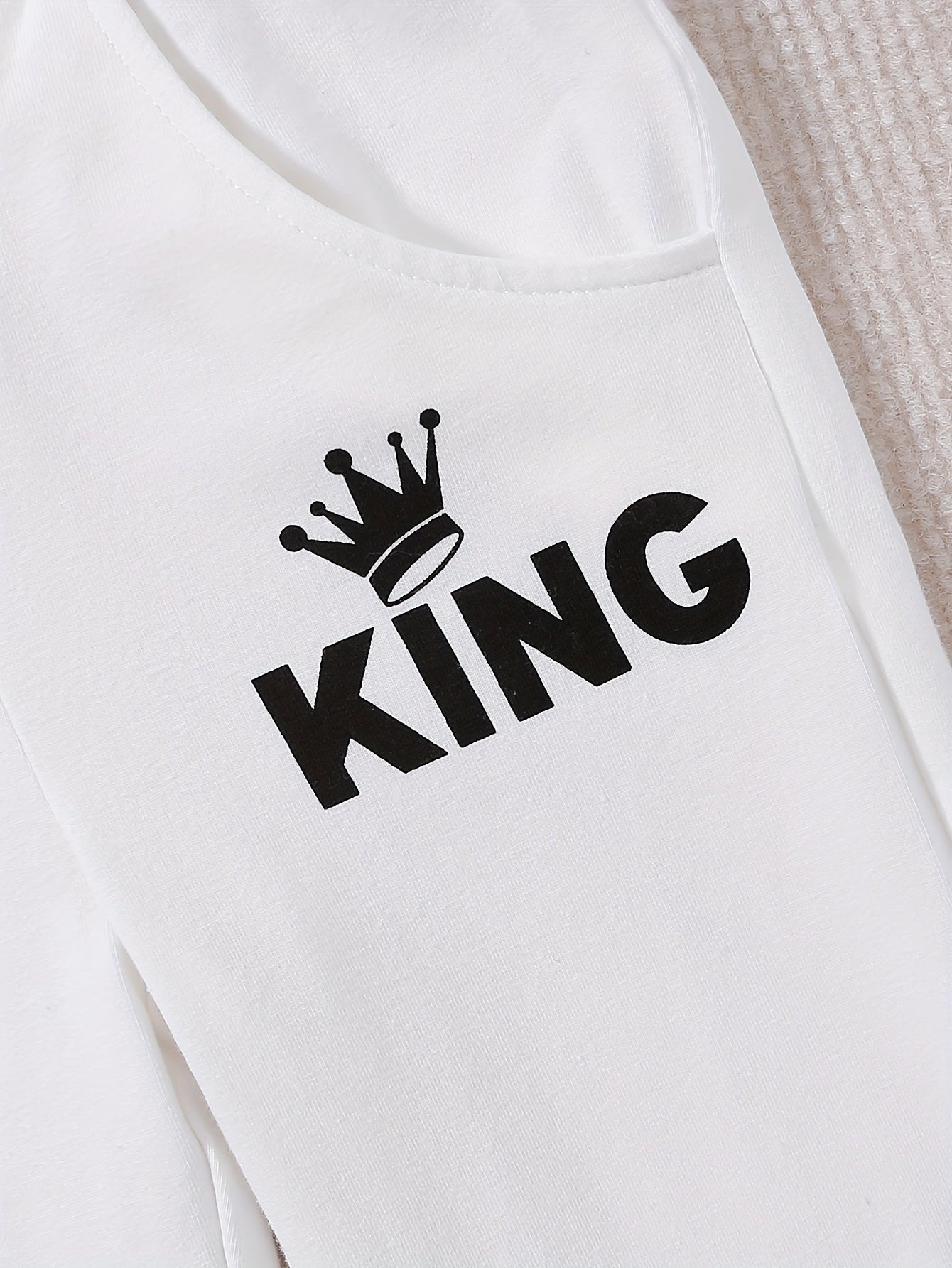 Baby Boy's Casual Outfit Set Cotton Hooded Sweatshirt and Pants with KING Print