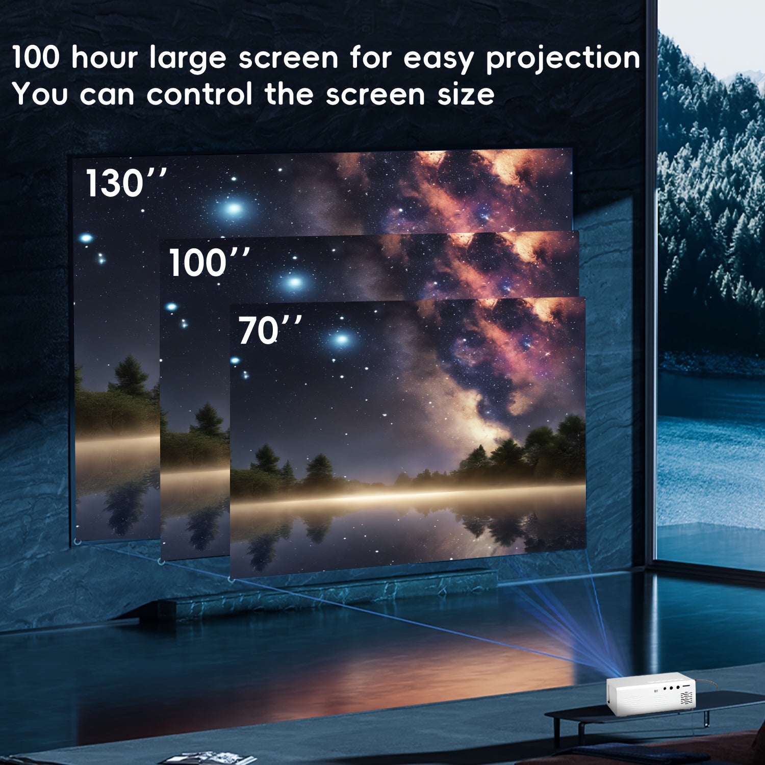 Mini Projector with Fast Focus Built-in Speaker Remote 1920x1080 Full HD 16:9