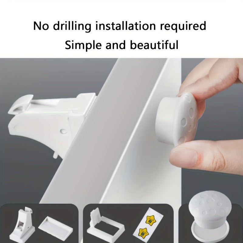 Magnetic Cabinet Locks with Adhesive, Keychain, Easy Installation, Secure Drawers and Cabinets