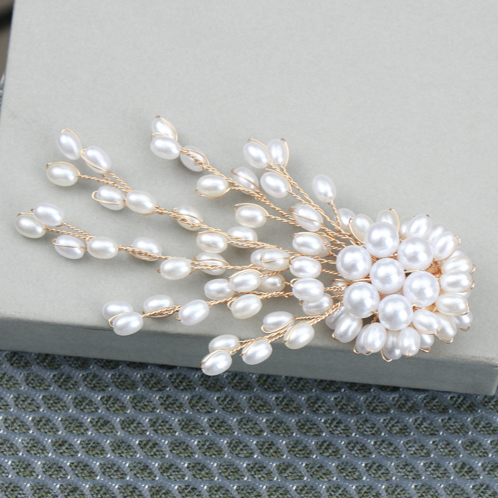Faux Pearl Flower Brooch Pin Enamel Gothic Statement Jewelry