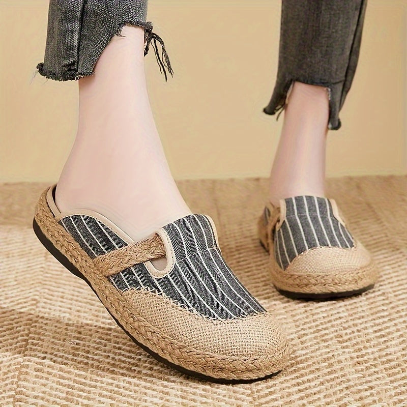 Women’s Slip-On Shoes Floral Pattern Brown Blue Beige Casual Flats