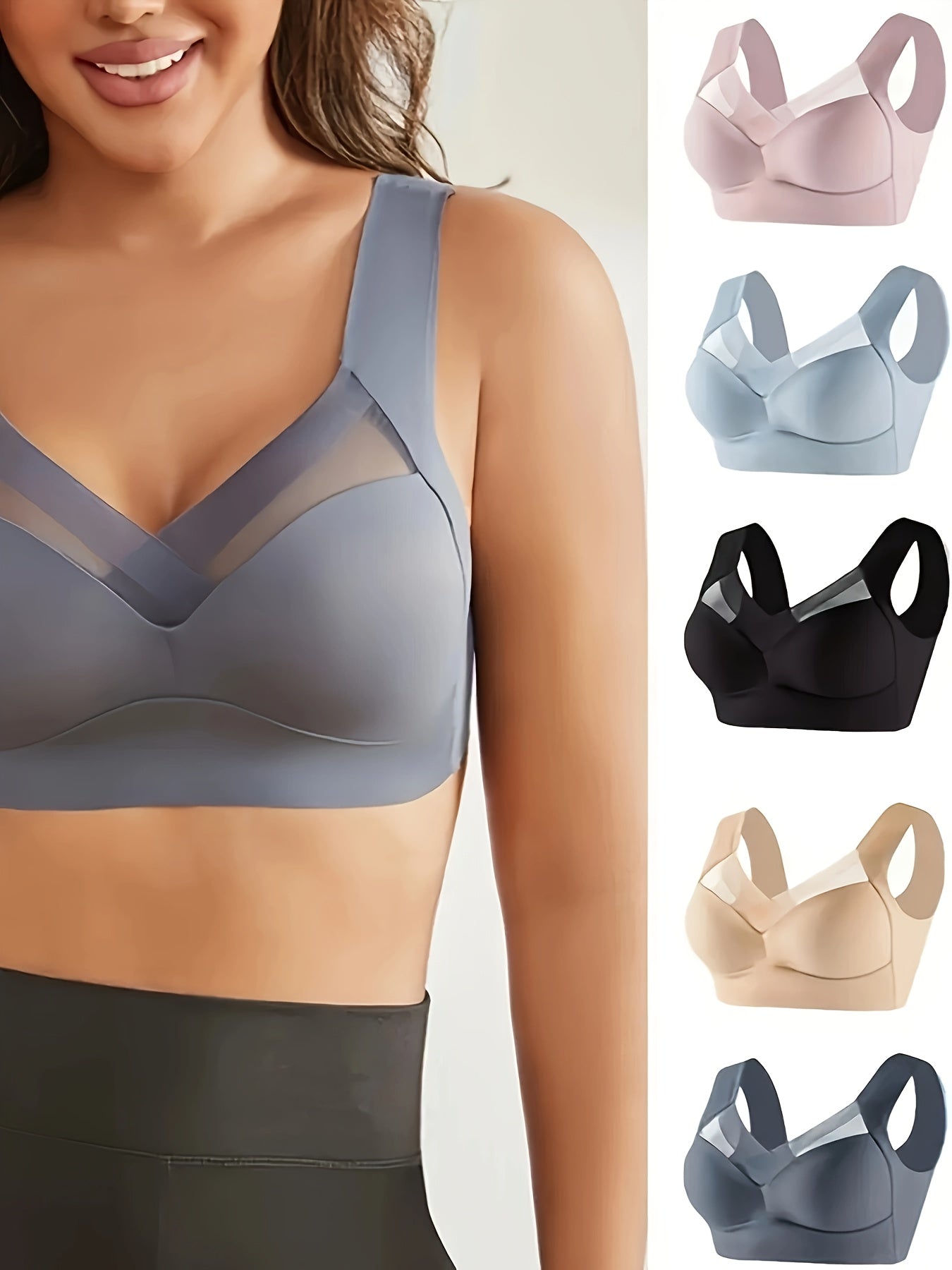 Plus Size Seamless Ice Silk Fiber Sports Bra Wire-Free Yoga Running Pack
