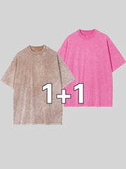 Erkaklar va ayollar uchun Retro 2-Pack og'ir paxta T-ko'ylaklar, cho'ziladigan, keng kesimli crew neck T-shirtdan iborat, yoz uchun tasodifiy qisqa yengli teplar.