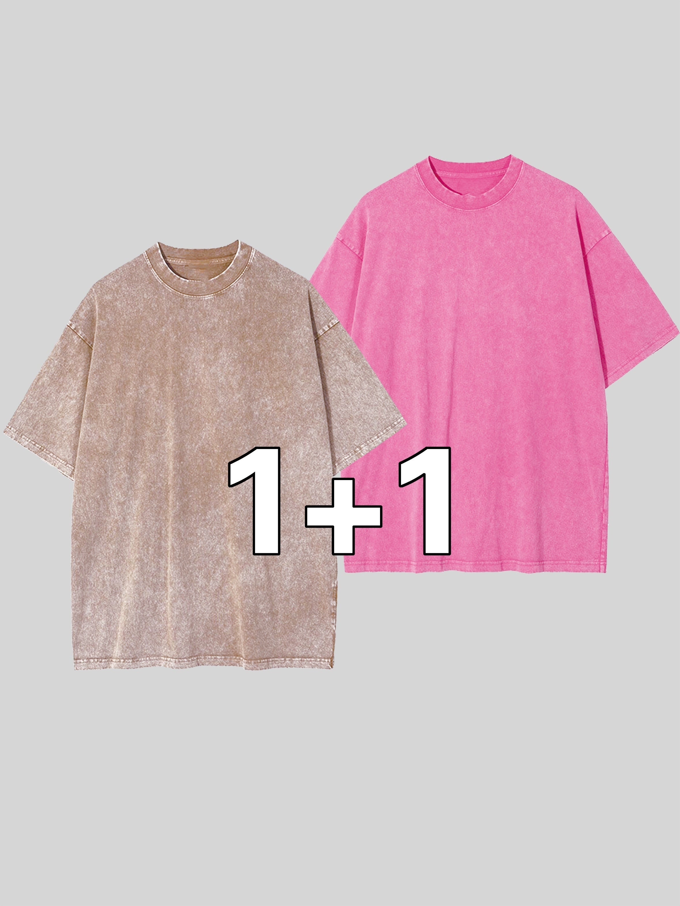 Erkaklar va ayollar uchun Retro 2-Pack og'ir paxta T-ko'ylaklar, cho'ziladigan, keng kesimli crew neck T-shirtdan iborat, yoz uchun tasodifiy qisqa yengli teplar.