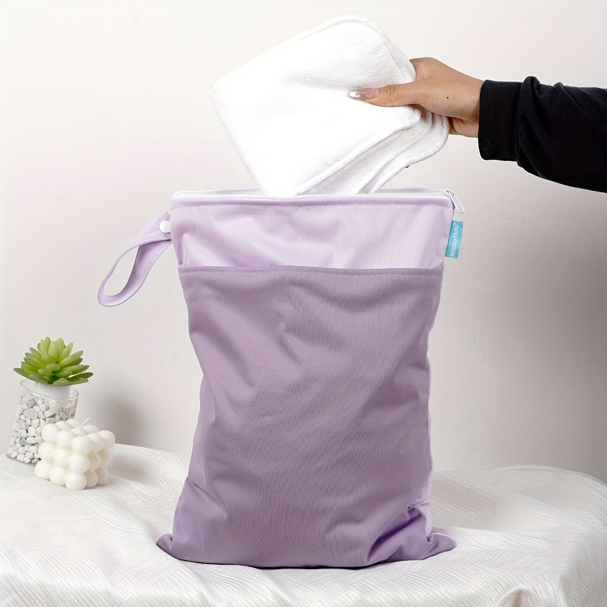 Ikki fermuarlı suv o'tkazmaydigan bolalar sumkasi, 30*40 sm - HappyFlute yuviladigan nam-quruq sayohat sumkasi, bolalar pamperslari va hayz to'plari uchun