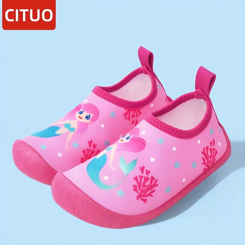 Kids Water Shoes Boys Girls Mermaid Beach Slip-On Non-Slip Quick-Dry Breathable Fabric for Spring Summer