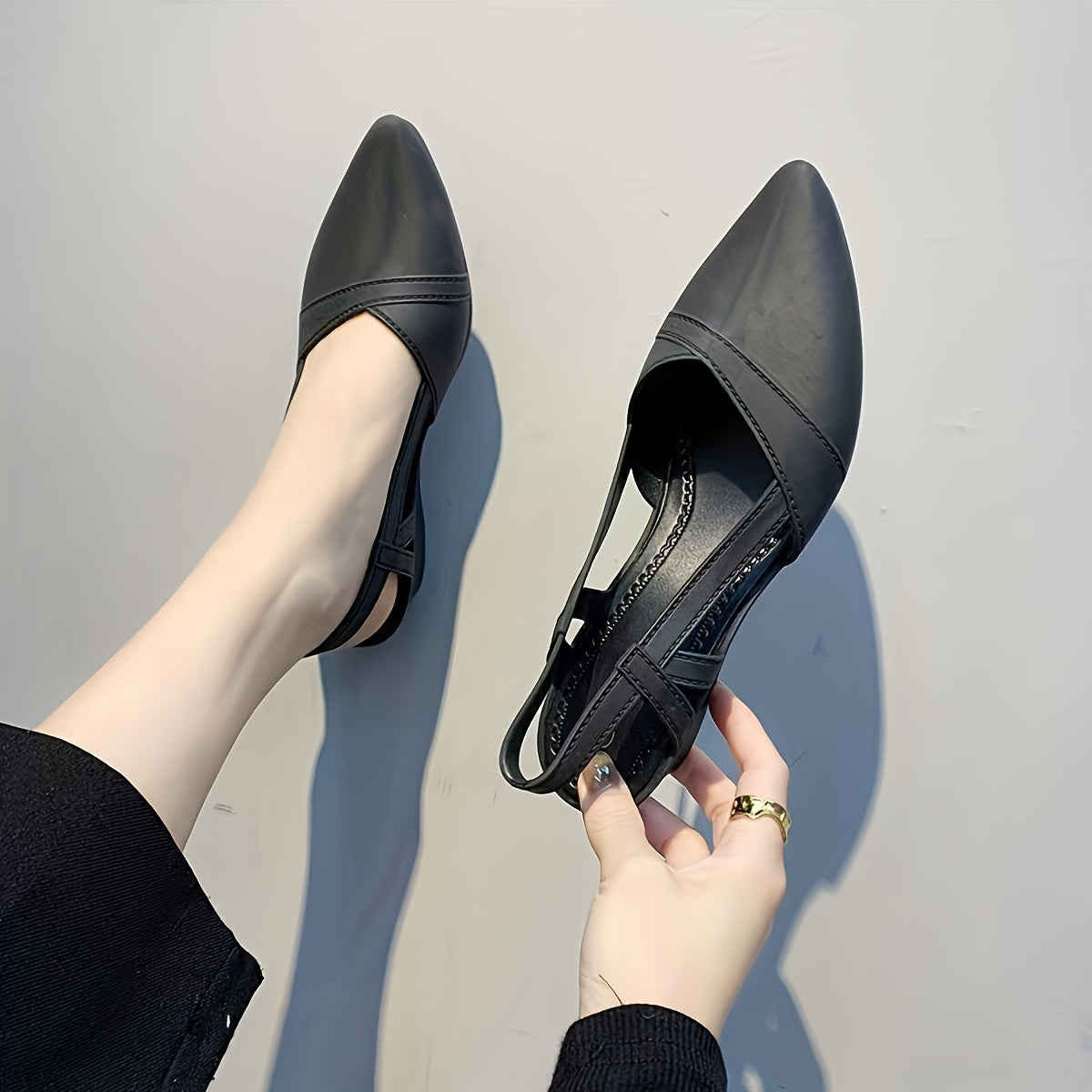 Women's Beige PVC Mid-Heel Shoes with Round Toe and Thick Sole