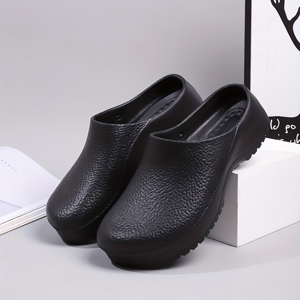 Women's Waterproof Non Slip Kitchen Work Mules Casual Slip-On Shoes