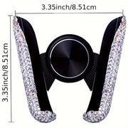 Soporte universal para teléfono de coche de material PVC con doble rejilla de ventilación y diamantes incrustados