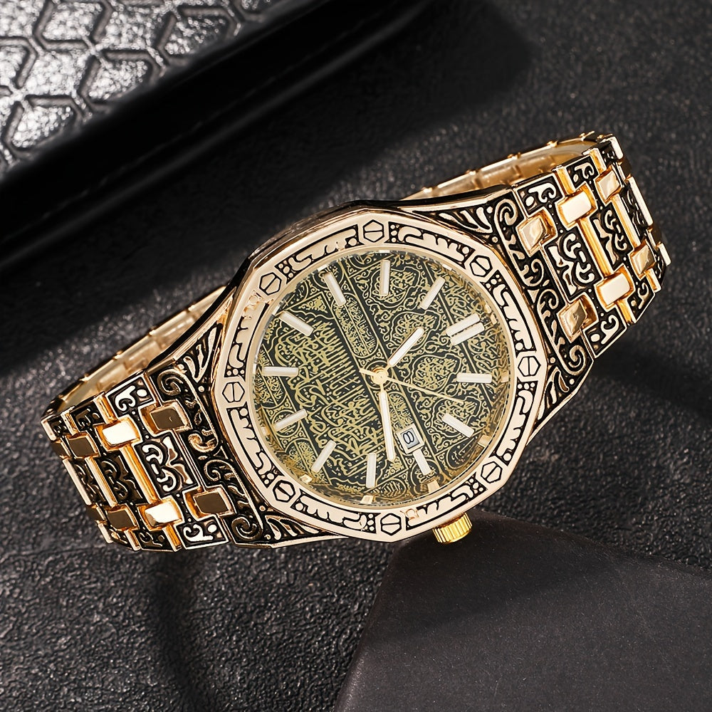 Men's Quartz Watch Alloy Round Dial Fashionable Business Wristwatch