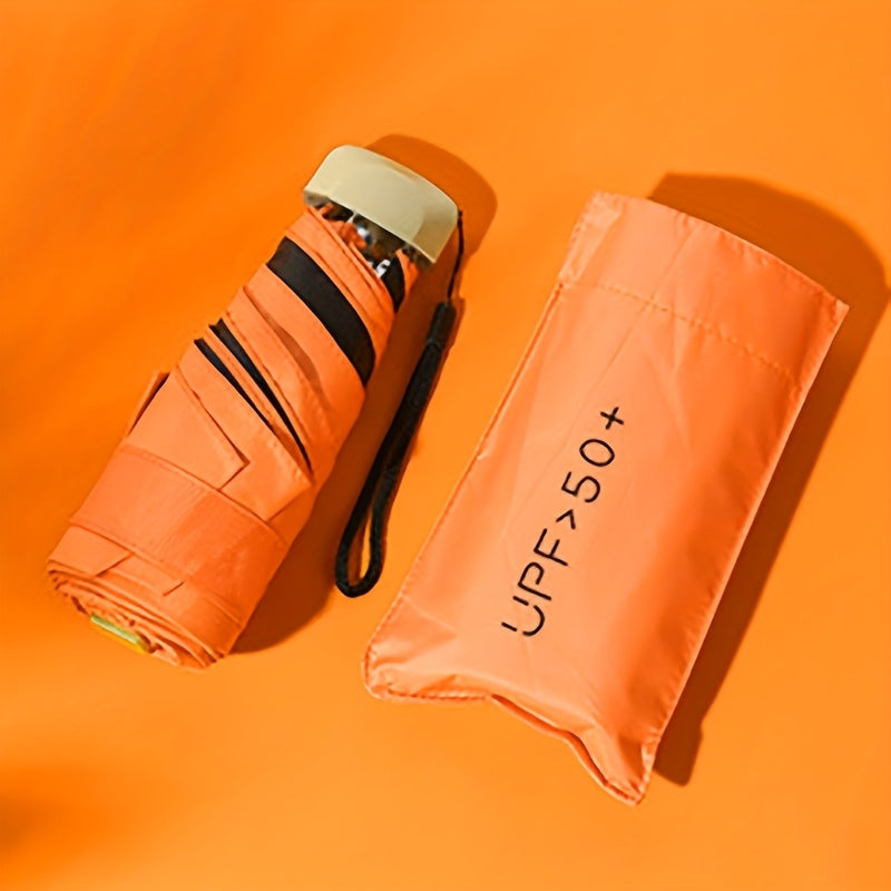 Мини-зонт-раскладушка с 6 спицами, алюминиевой ручкой, компактный, солнце, дождь, портативный, стильный, розовый, синий, белый, серый