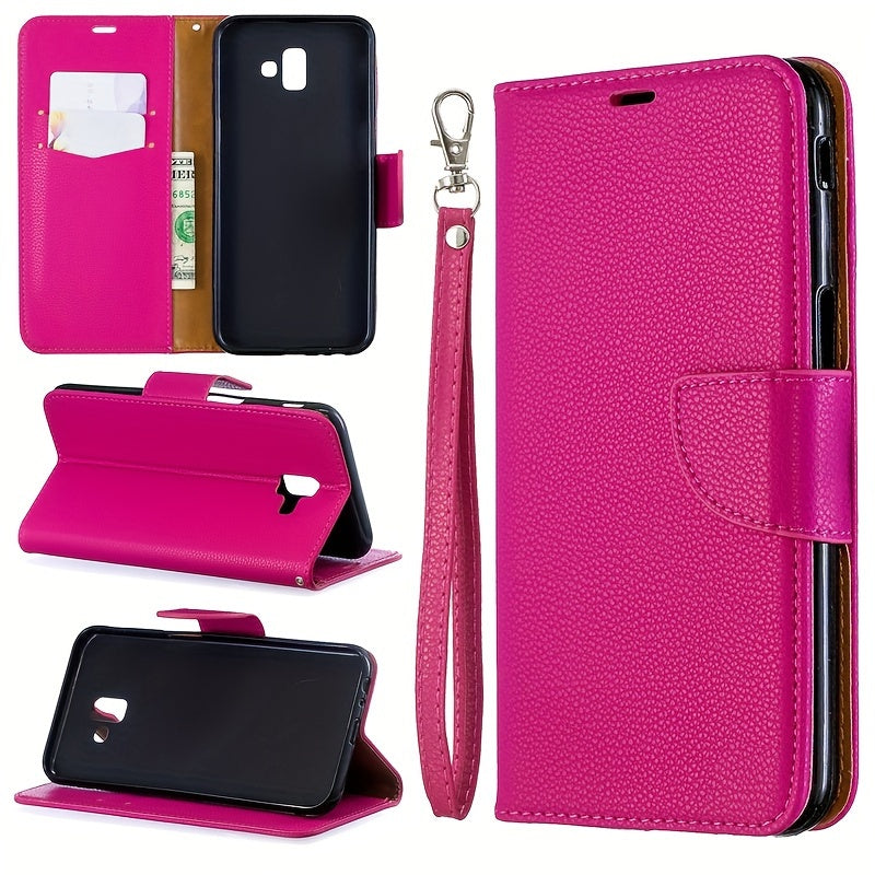Lychee Pattern Faux Leather Flip Cover Phone Case with Card Slot for Various Models