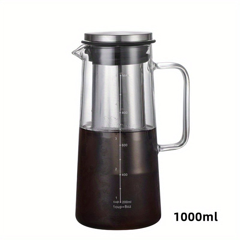 Tetera de vidrio para café Cold Brew con filtro, cafetera para café helado