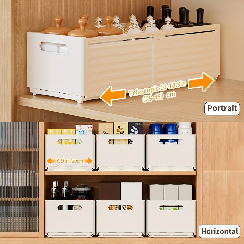 Caja de almacenamiento de ropa expandible con recipiente de plástico retráctil para cocina, dormitorio, baño y oficina