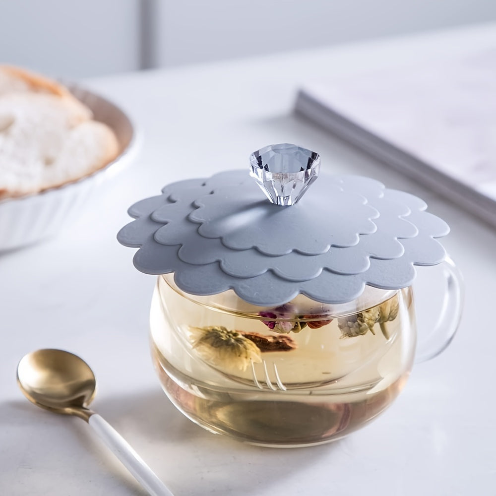 Silicone Cartoon Cup Lid for Mason Jars Cans and Bottles Blue Gray Pink Reusable Dust-Proof