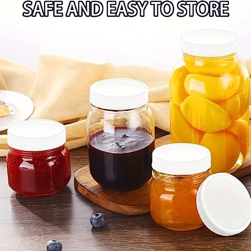 Set of 16 White Plastic Mason Jar Lids Leak-Proof Caps for Canning and Storage