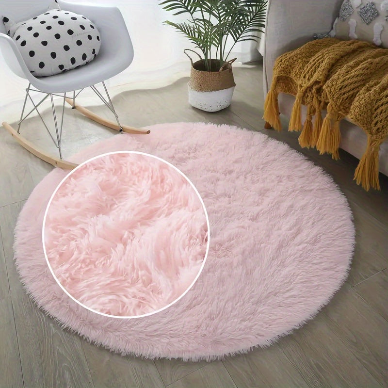 Pink Shaggy Area Rug Soft Non-Slip Absorbent for Bedroom Living Room Play Area
