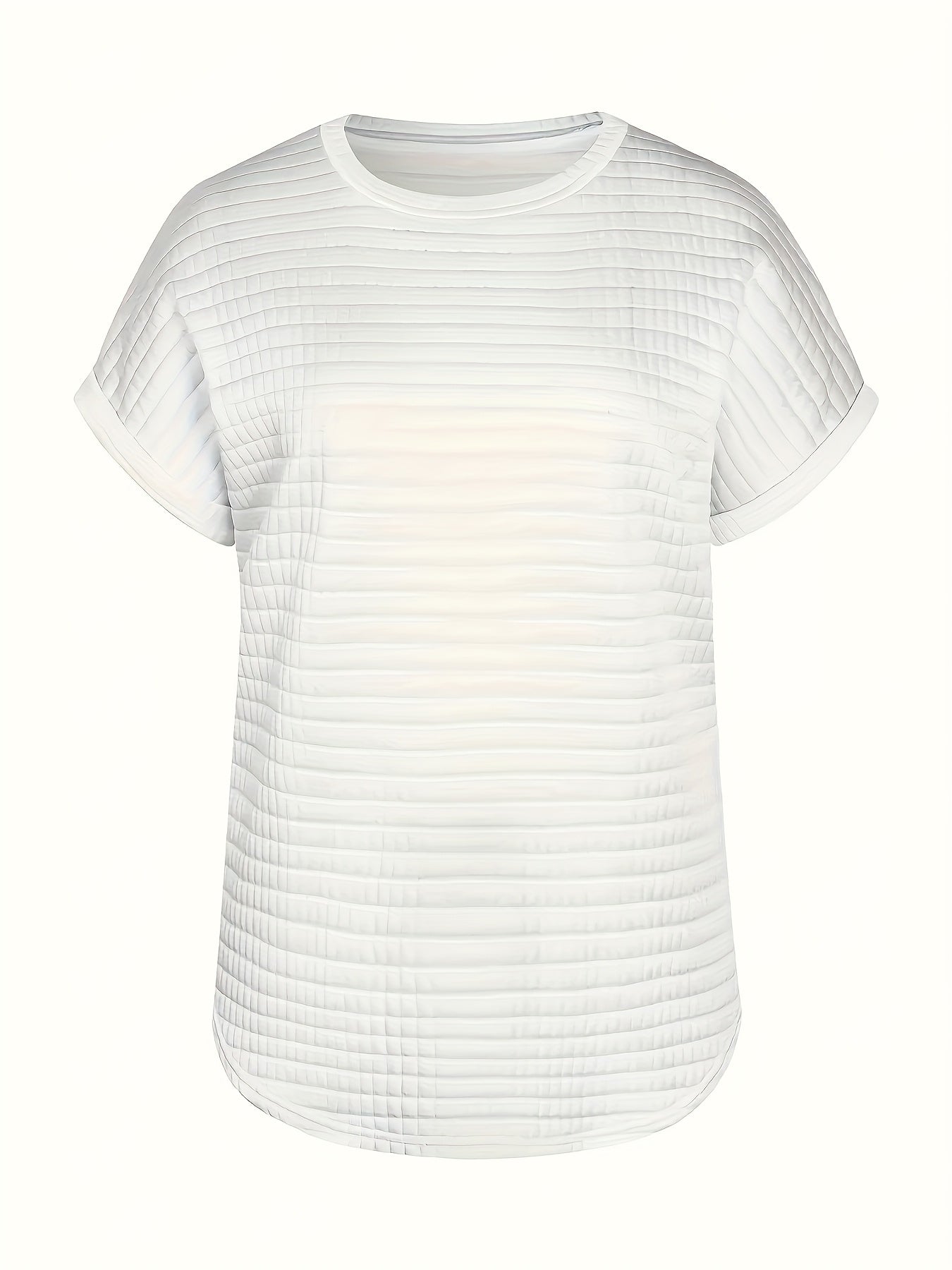 Women's Black Short Sleeve T-Shirt, Textured Cotton, Casual Summer Wear