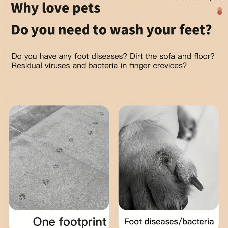 Portable Pet Paw Cleaner and Massager Pink USB Rechargeable for Dogs and Cats