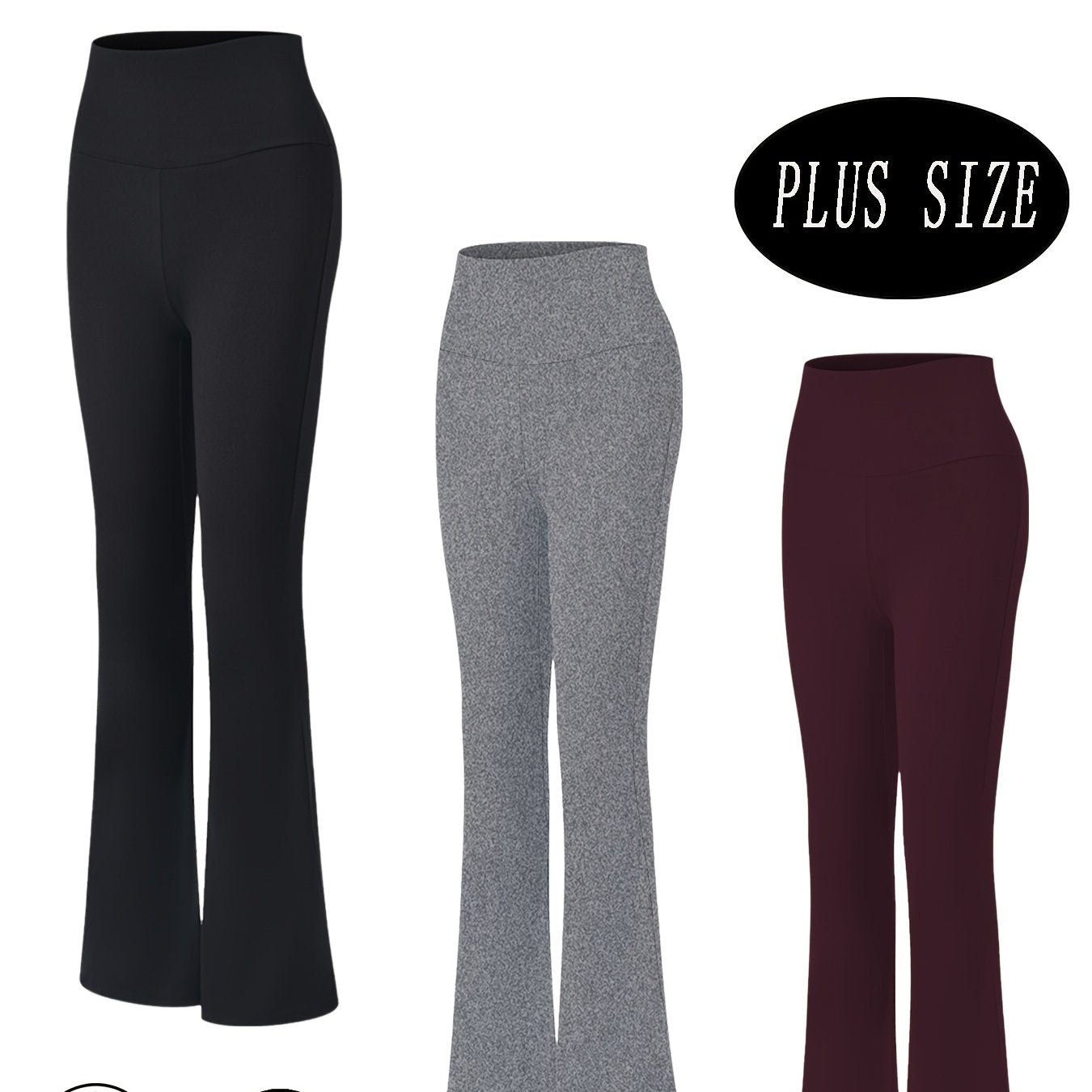 Plus Size Women's Soft High Waist Flare Pants Tummy Control Bootleg Leggings