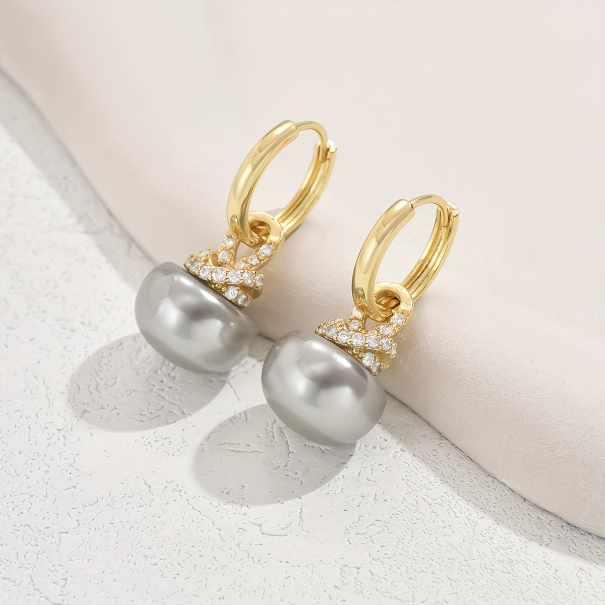 Zarif Vintage Kumush Kulrang Soxta Marvarid Moshinalari, Ayollar uchun Frantsuz Uslubidagi Studlar, 14K Oltin Qoplangan Mis, Sintetik Zirkoniya bilan, Kundalik Kiymak yoki Sovg'a Berish uchun Mukammal