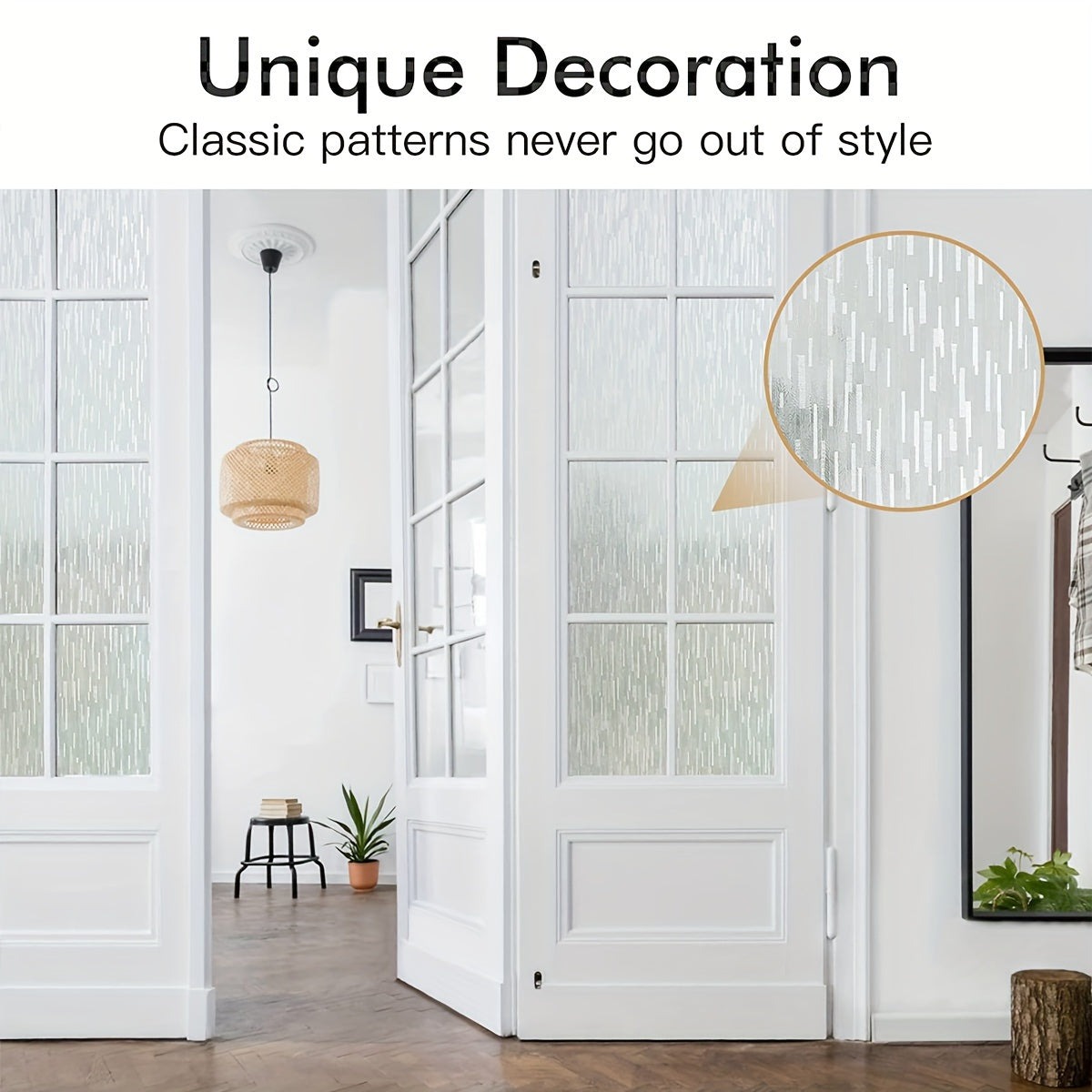 Frosted PVC Window Film 8mil Static Cling Privacy Light Blocking for Home Bathroom Kitchen