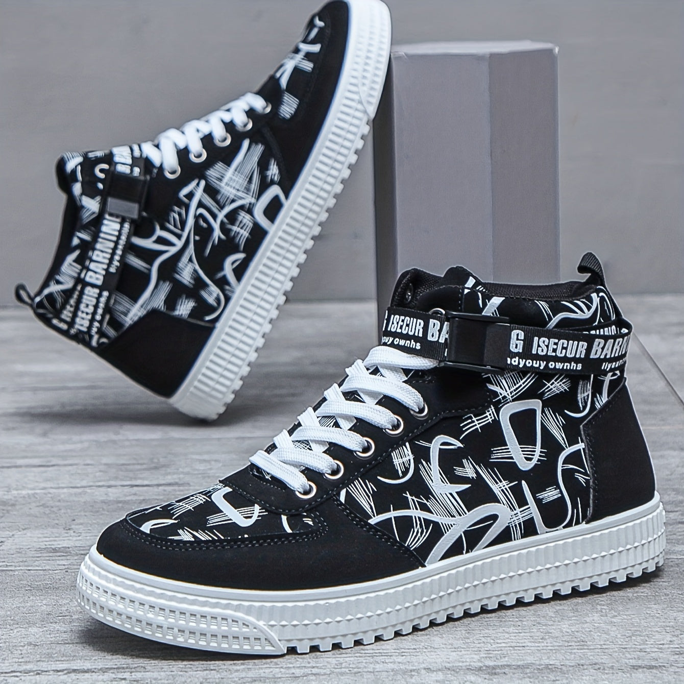 Мужские высокие кеды для скейтбординга, повседневные кроссовки на шнуровке с ПВХ подошвой