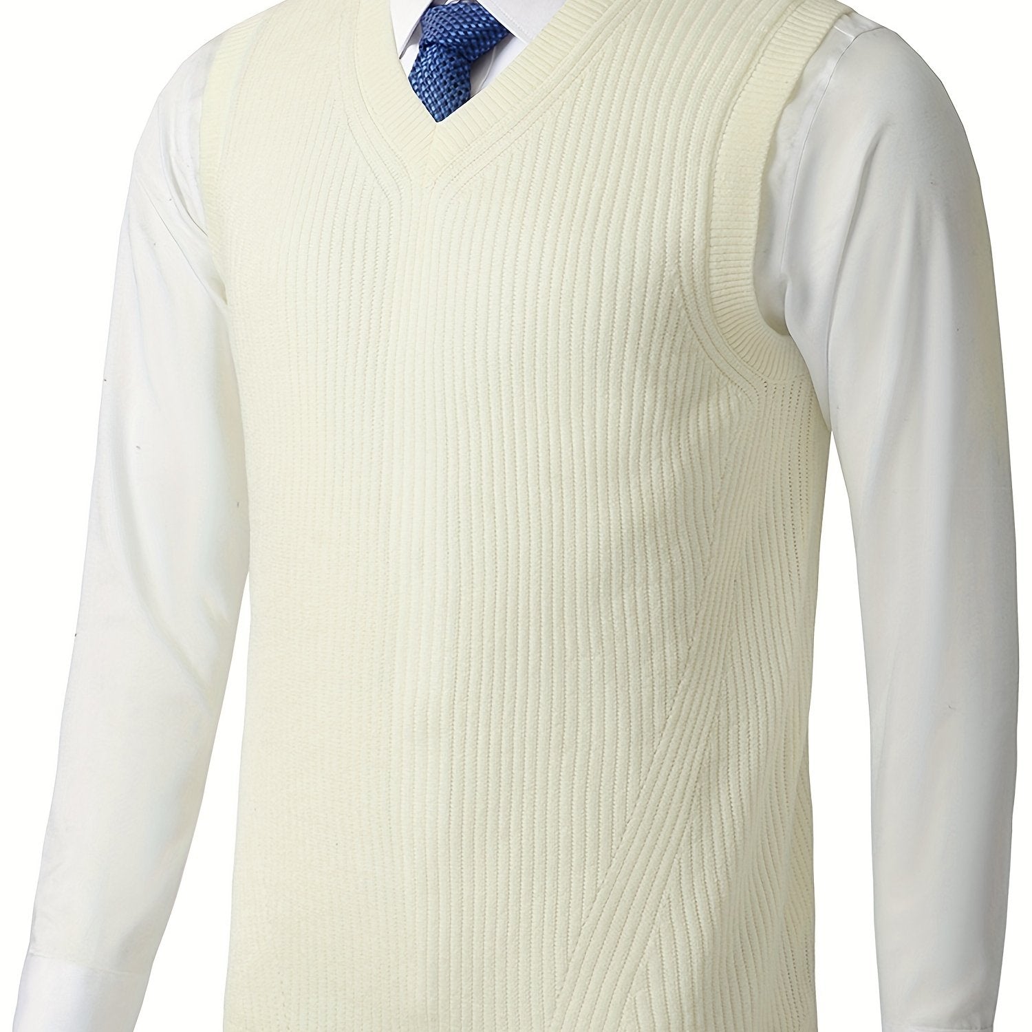 Erkaklar uchun yelkasiz V-shaklidagi trikotaj sviter vest