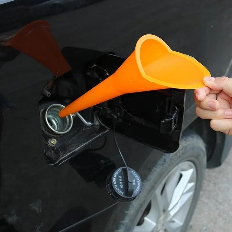Universal Plastic Oil Funnel for Gasoline and Motorcycles, Anti-splash, Long Stem