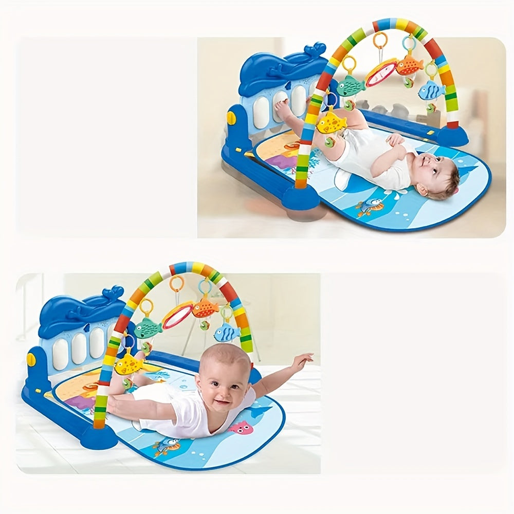 6 oydan 3 yoshgacha bo‘lgan chaqaloqlar uchun musiqa va fitness rack bilan ko‘p funksiyali kit fish foot piano bilan musiqa o‘ynash o‘yinchoq