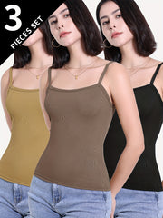 Women’s Backless Bralette Tank Tops Set of 3 for Summer Layering Solid Color High Stretch