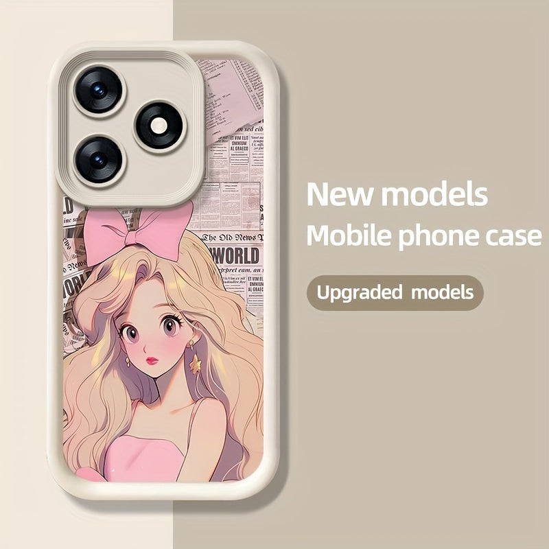 Cute Butterfly Girl Silicone Phone Case for TECNO Spark 10 10C 20 20C Go 2024 Shockproof Drop Protection