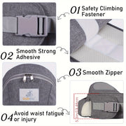 Gray Baby Carrier Waist Seat Hip Seat with Storage Safety Certified for On-the-Go Parents