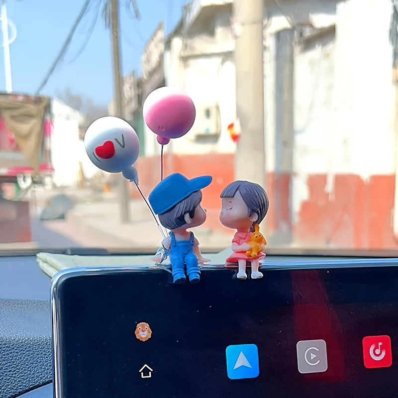 Resin Couple Car Dashboard Figurines for Rearview Mirror Decoration Gift for Men and Women