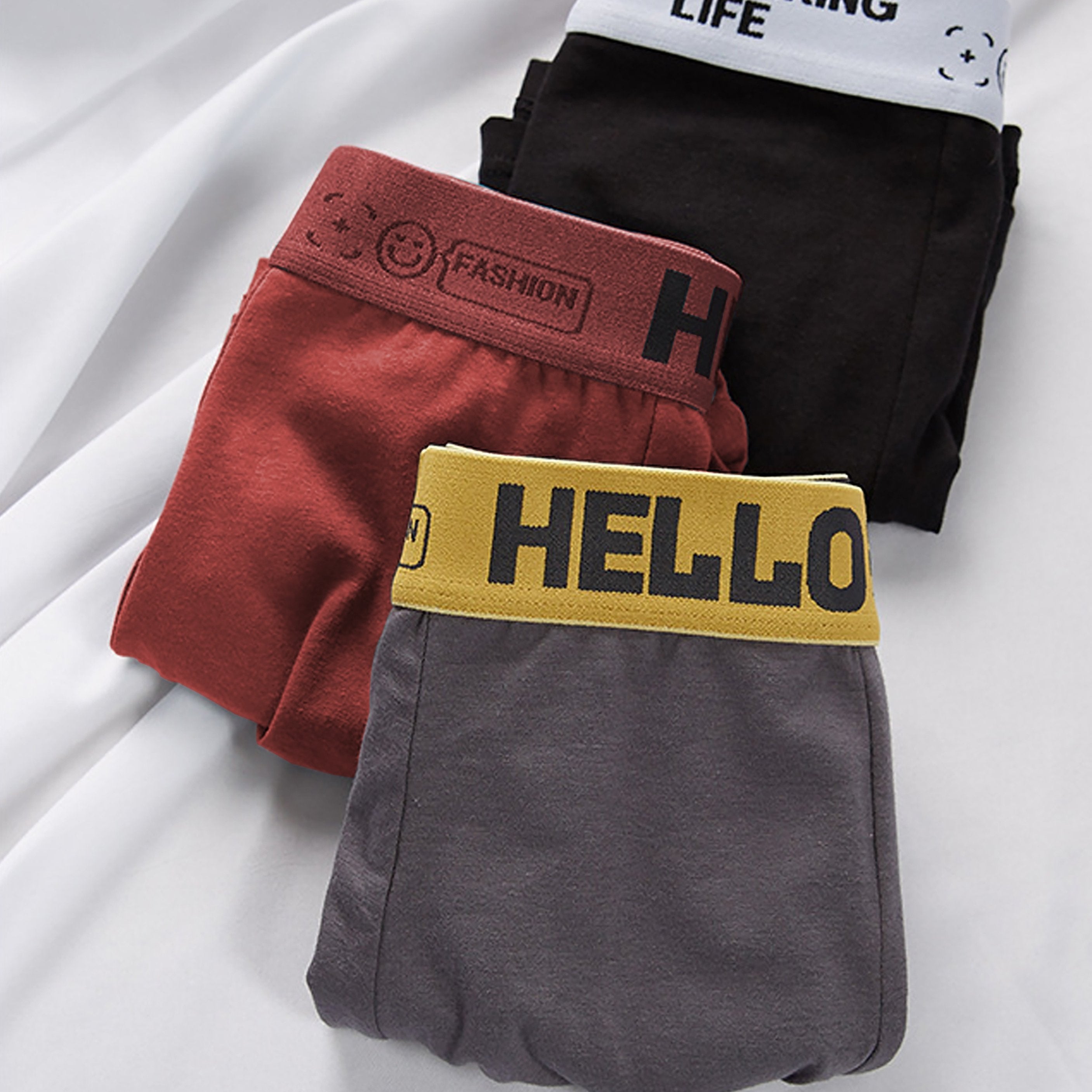 Men's Cotton Underwear Shortie Large Size Solid Color Medium Stretch Comfortable Casual