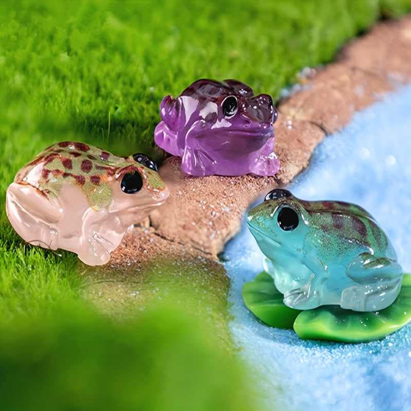 6 dona Yorug‘ resin qurbaqa statuyalari Avtomobil bog‘ dekoratsiyalari Rang-barang