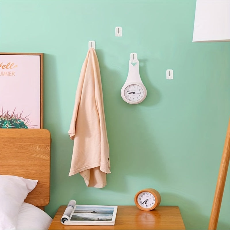 Set of 10 White Seamless Wall Hangers Adhesive Hooks for Home and Office